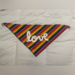 Rainbow Striped Bandana with 'Love' Print